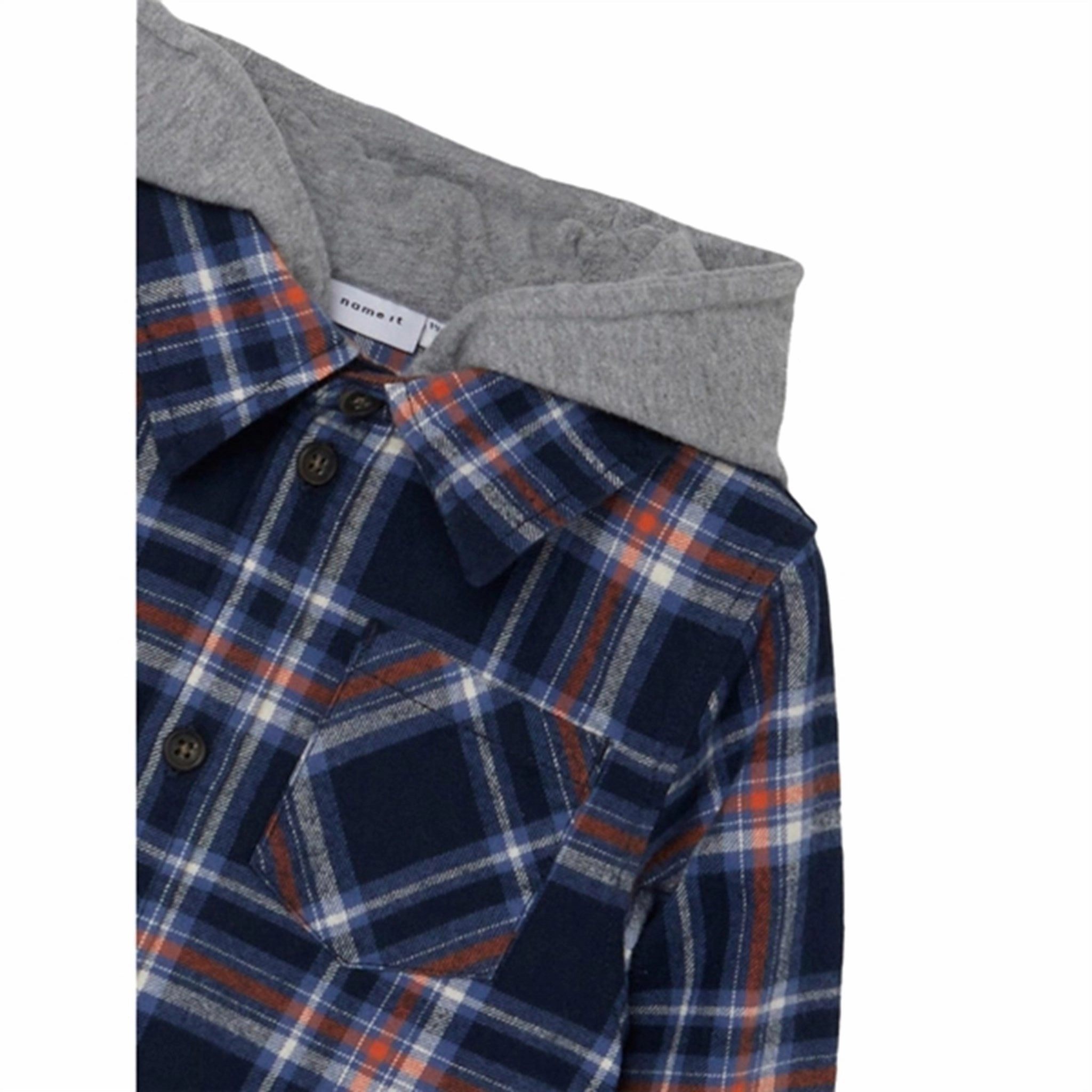 Seamless Sides Name it Dark Sapphire Batin Shirt Blouse With Hood