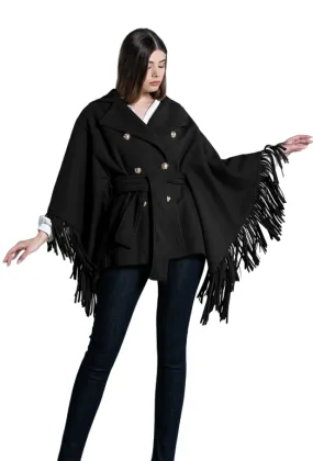 water - resistant Aid Relish Cappotto corto da donna con frange Miuna RDA2205009047n black