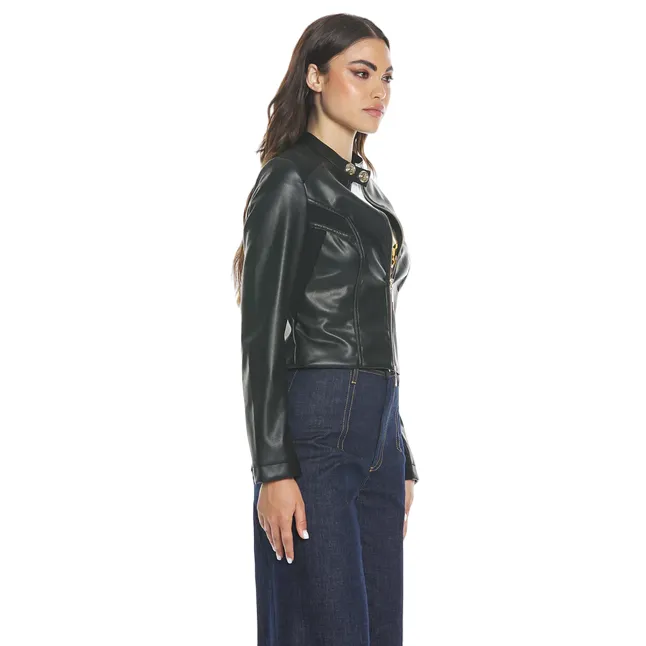 Relish giubbino effetto pelle da donna con collo coreano Ambrose RDP2405011001 nero Vanity