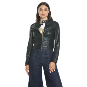 hunters family trip Relish giubbino effetto pelle da donna con collo coreano Ambrose RDP2405011001 nero