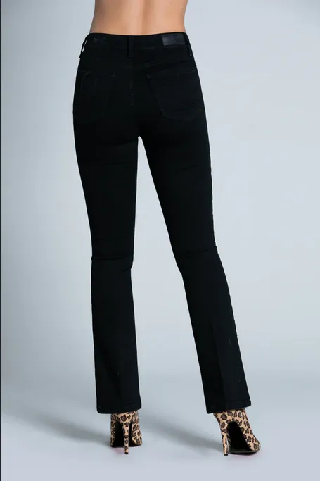 Relish Pantalone Jeans da donna a vita alta con ricamo Starf_B RDA2207135011 1199 black denim Fashionable Comfort