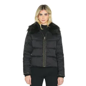 Fast Wear Relish Piumino da donna MINAKO con collo ecopelliccia e catena zip pi?? costina polsi nero