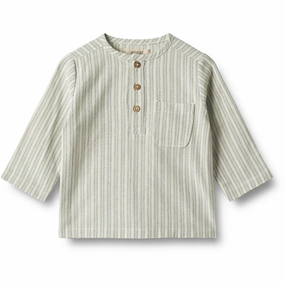 Wheat Aquablue Stripe Shirt Bj?rk All-Ages Fit Oversized style