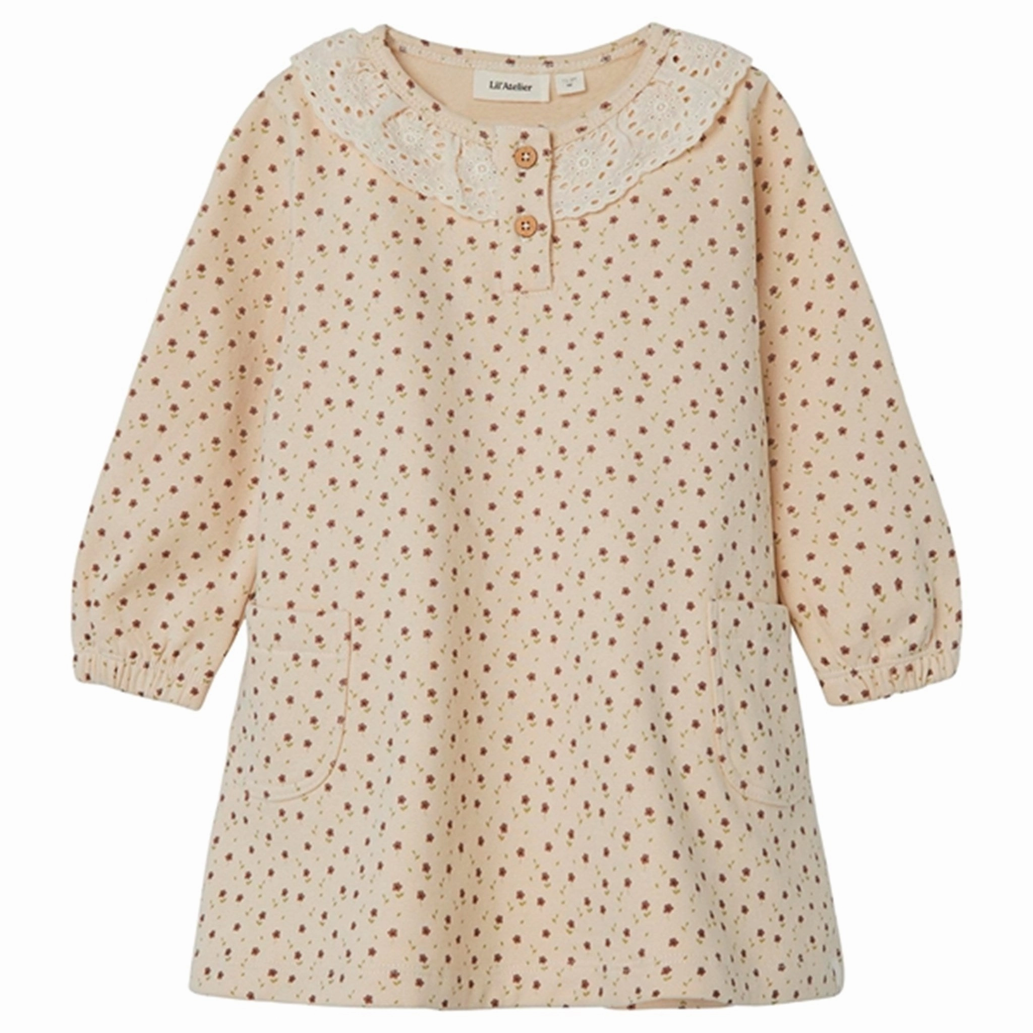 Lil'Atelier Fog AOP Salina Sweat Dress Earthy Hue Versatile sundress