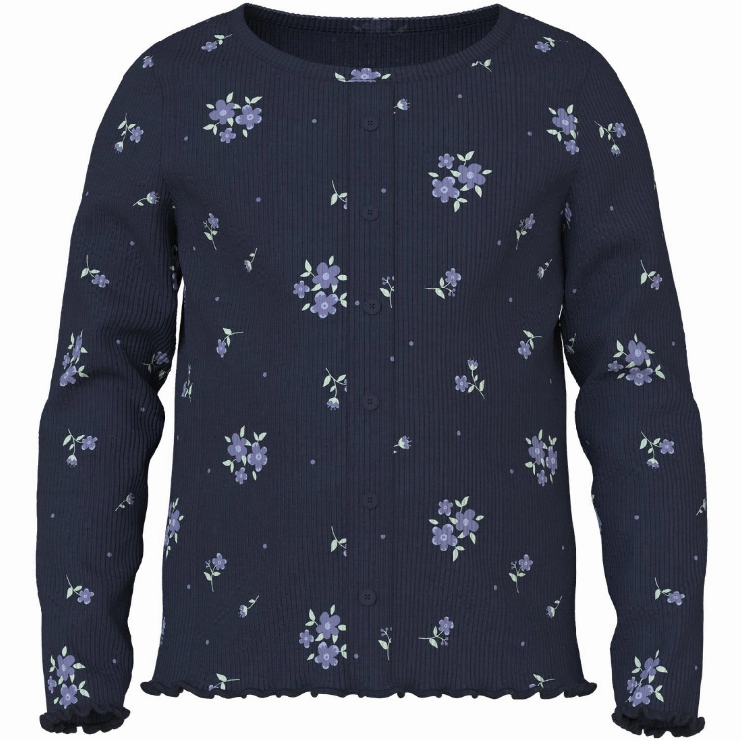 Smooth Cotton Blend Name It Navy Blazer Blossom Aop Nmfvemia Ls Slim Top