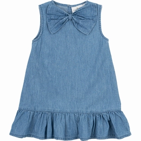 THE NEW Siblings Light Blue Denim Nala Dress Off-Shoulder