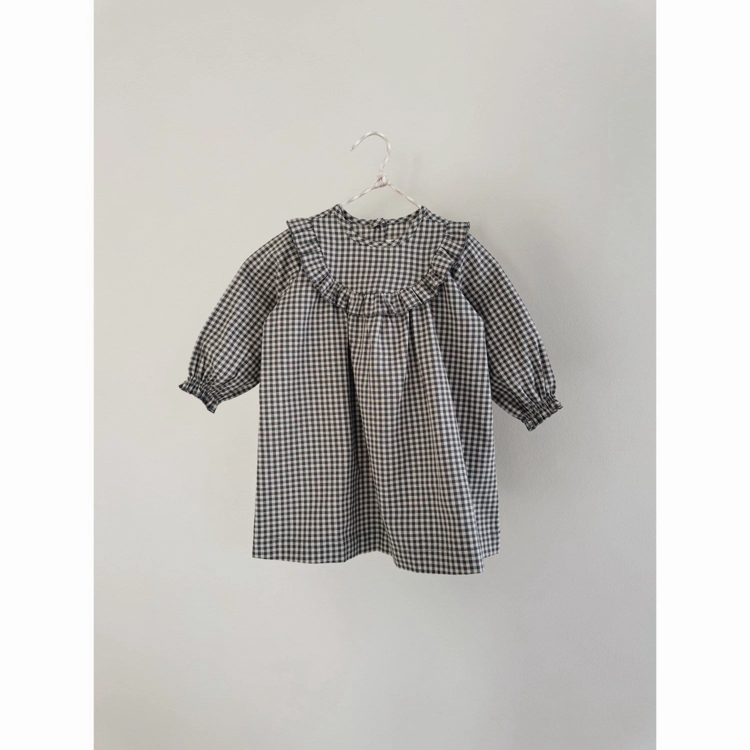 Lalaby ForestCheck Noey Dress Baby Simple Spirit Bell-Sleeve
