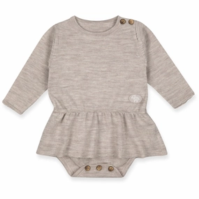 Earthy Hue Non-Iron Lillelam Light Beige Romper Dress Baby Nature