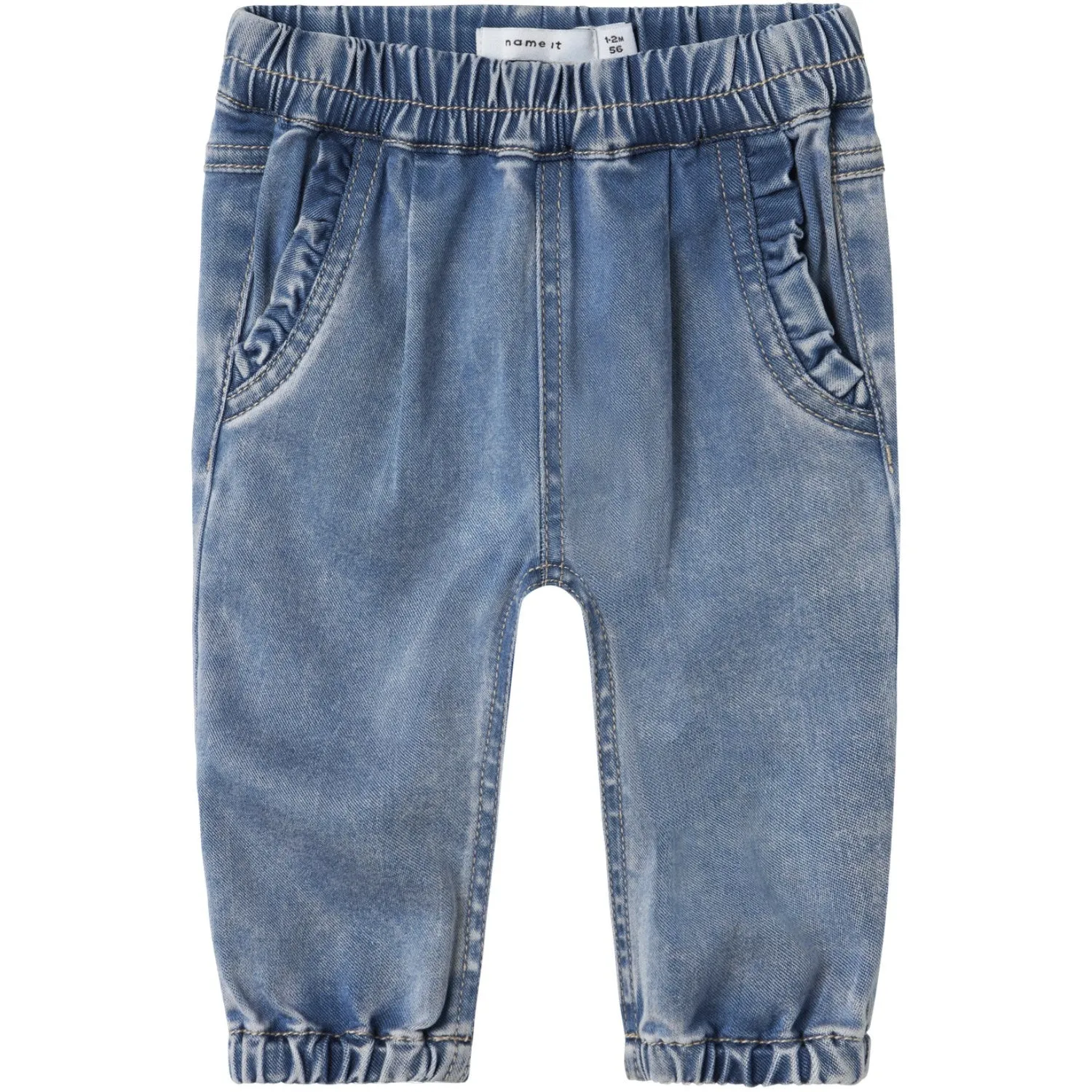 Name It Medium Blue Denim Nbfrose R Frill Jeans 1550-To Noos Hypoallergenic Material Composition Clean Base