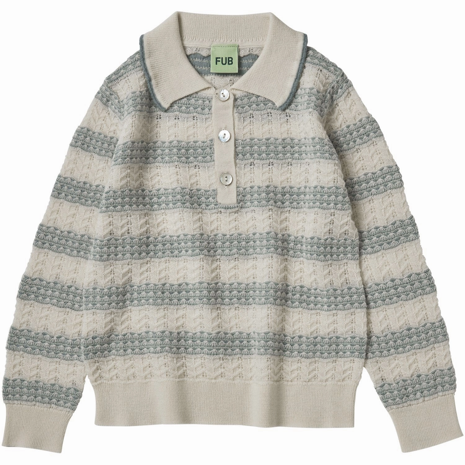 FUB Ecru/Misty Green Pointelle Polo Urban Chic Team Uniform