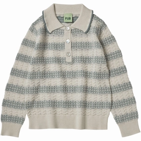 FUB Ecru/Misty Green Pointelle Polo Urban Chic Team Uniform