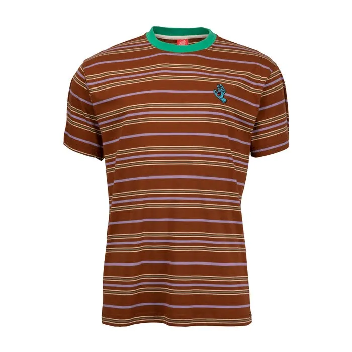 Comfortable Wear Santa Cruz Mini Hand Stripe T-shirt uomo manica corta a righe seppia