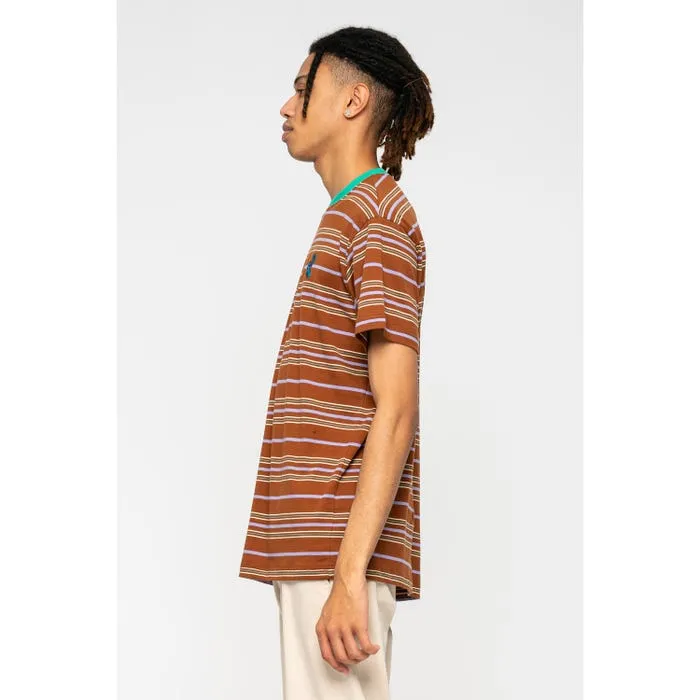 Santa Cruz Mini Hand Stripe T-shirt uomo manica corta a righe seppia SeamlessConstruction