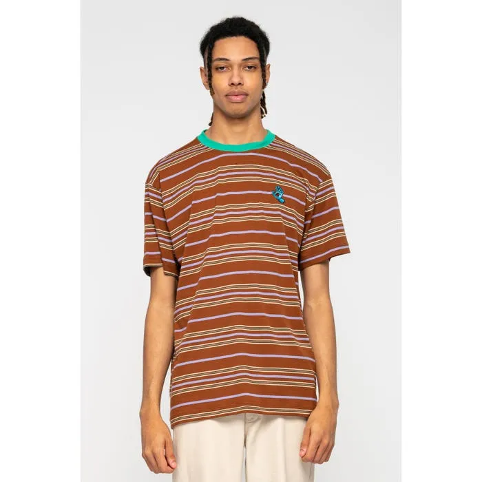 Santa Cruz Mini Hand Stripe T-shirt uomo manica corta a righe seppia Layered Style