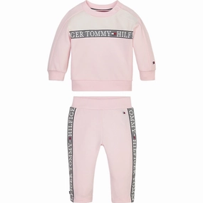 Tommy Hilfiger Baby Tape Crewneck Set Faint Pink ChafeResistant Flat Seams