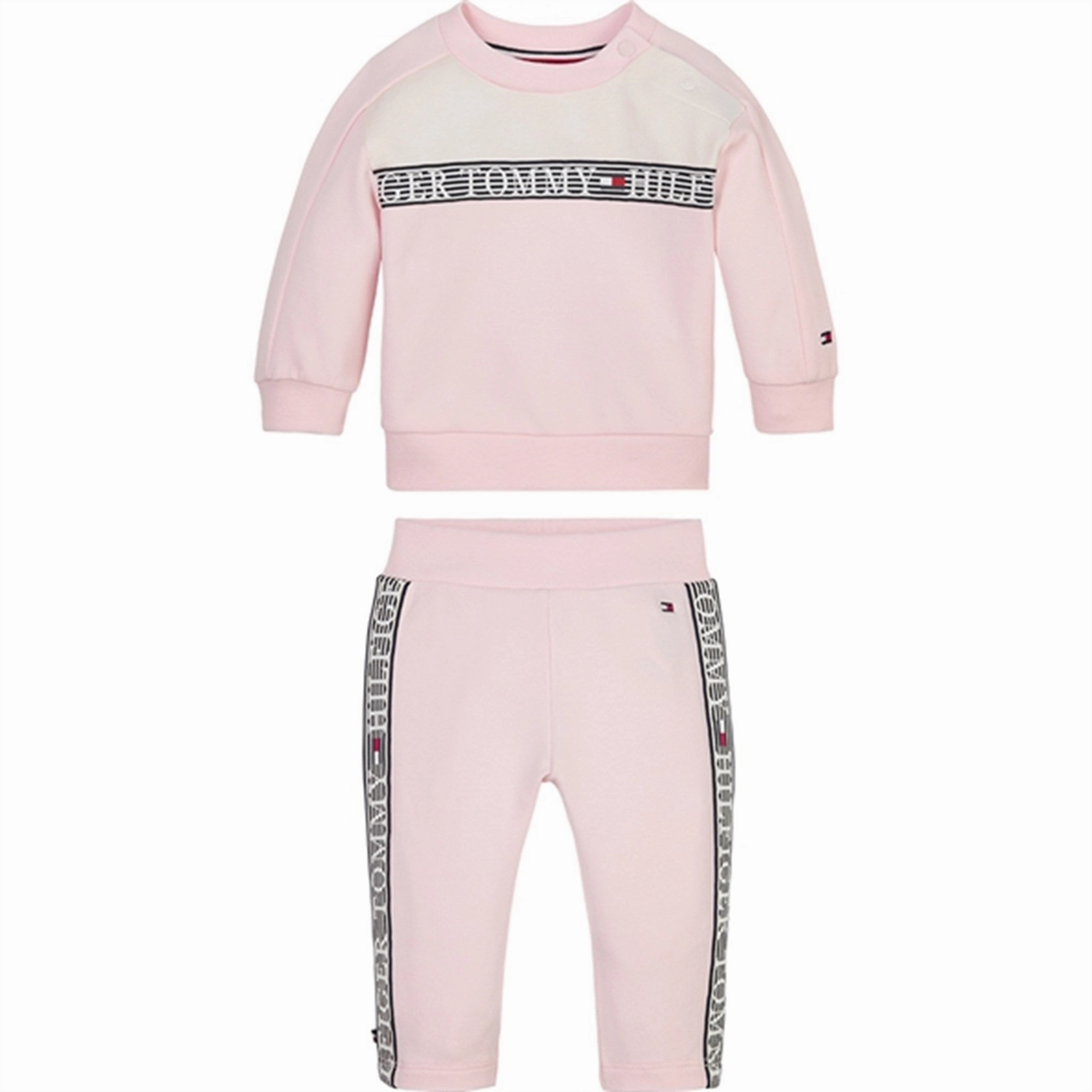 Tommy Hilfiger Baby Tape Crewneck Set Faint Pink ChafeResistant Flat Seams