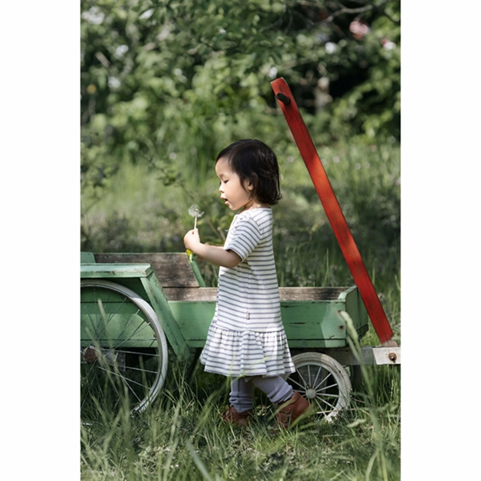 Petit Piao Dusty Lavender/Offwhite Dress S/S Modal Striped Neutral-Shade loose silhouette