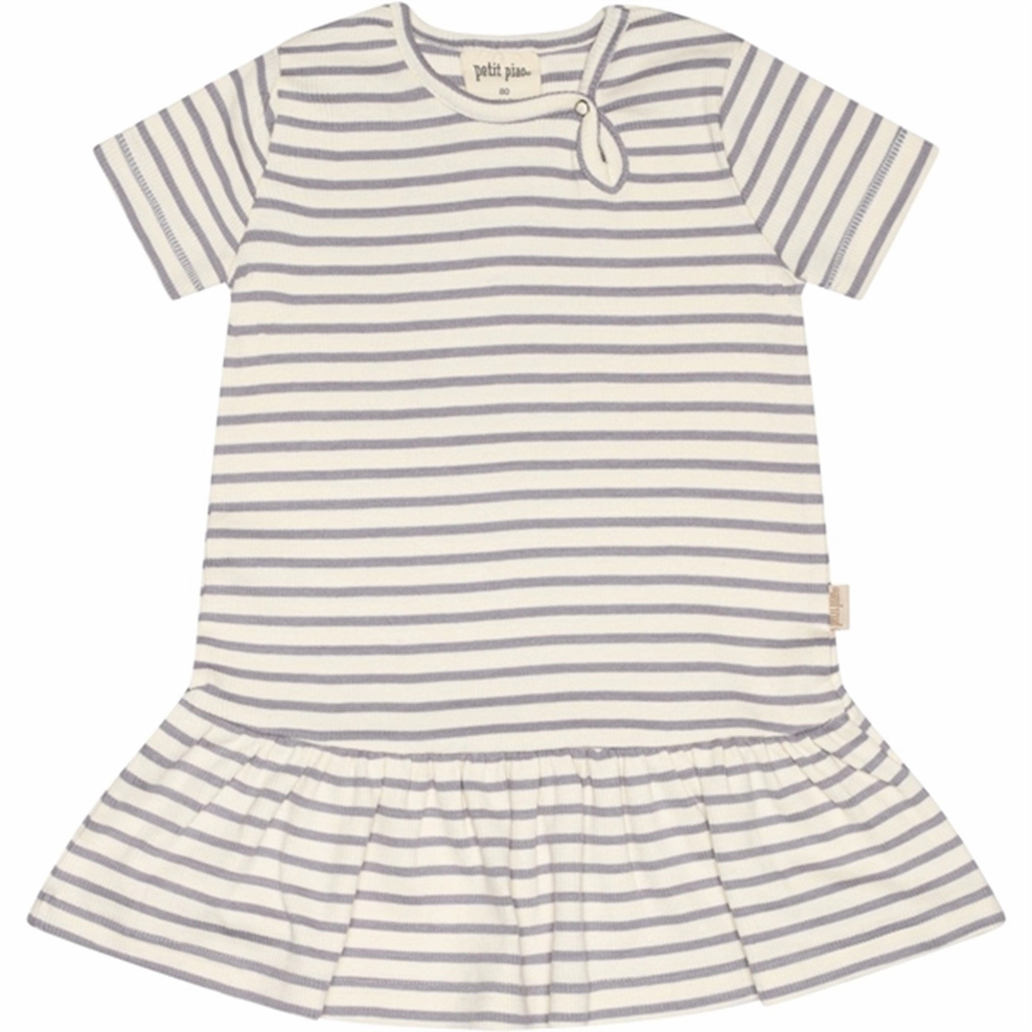 Subtle Elegance Natural Texture Petit Piao Dusty Lavender/Offwhite Dress S/S Modal Striped