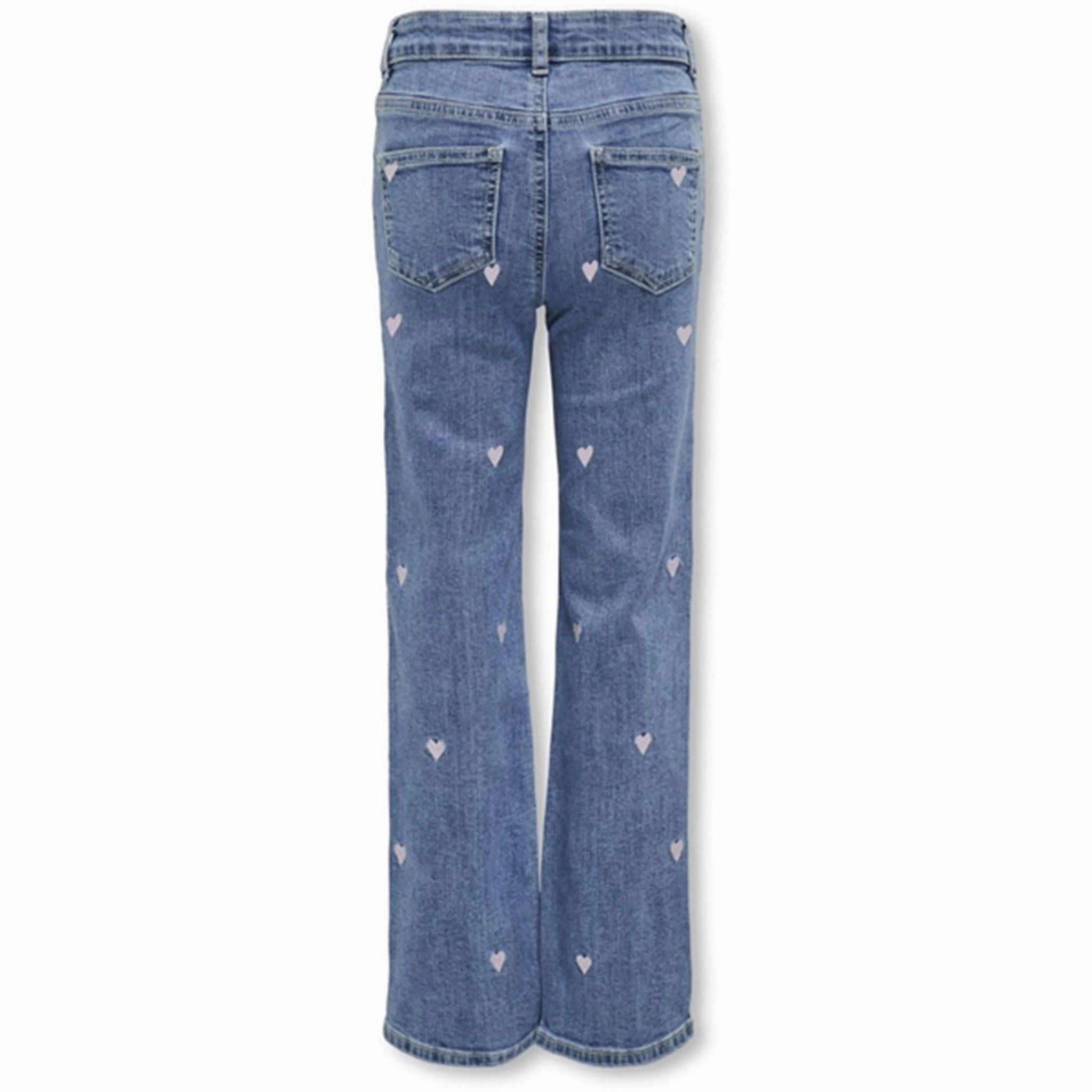 Kids ONLY Light Medium Blue Denim Juicy Wide Leg Heart Denim Jeans Traveler Gear Luxury