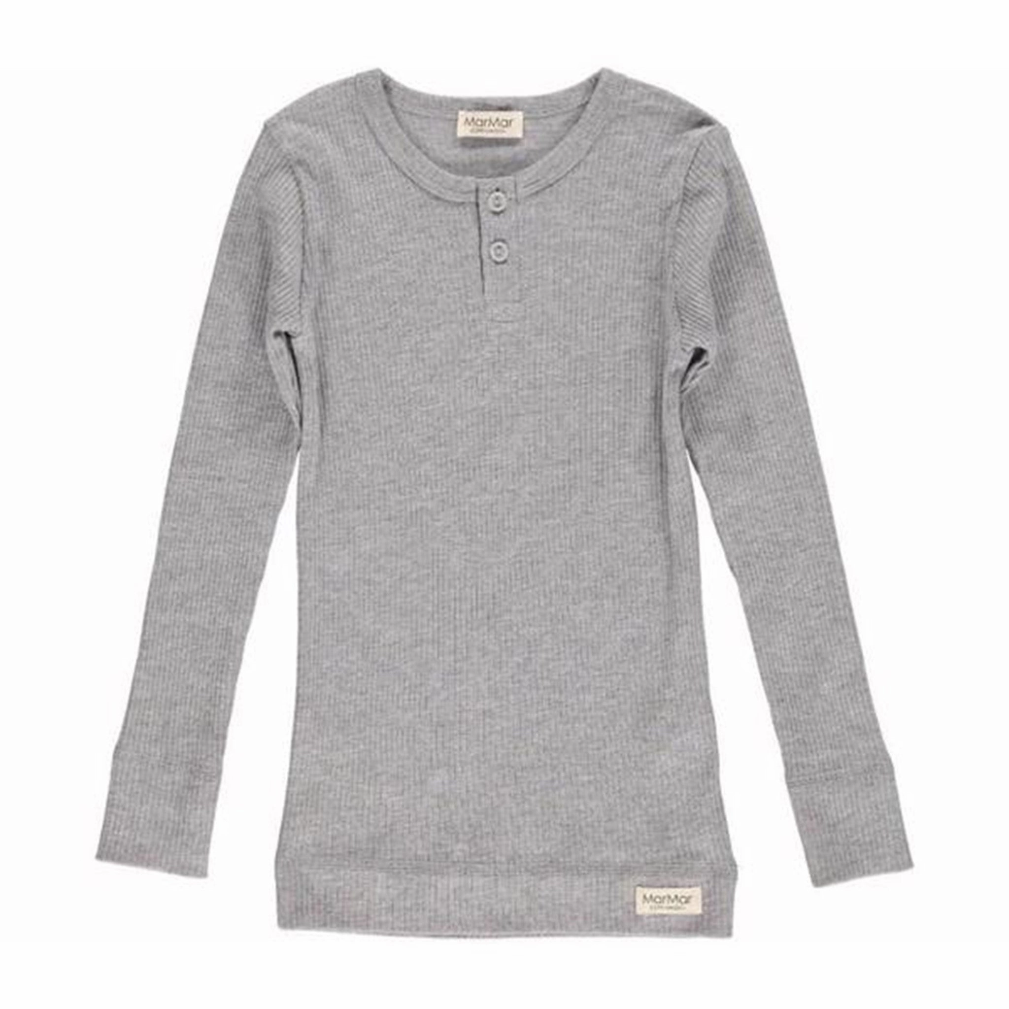 MarMar Modal Tee LS (grey melange) Ruffle Edge Quick Release Placket