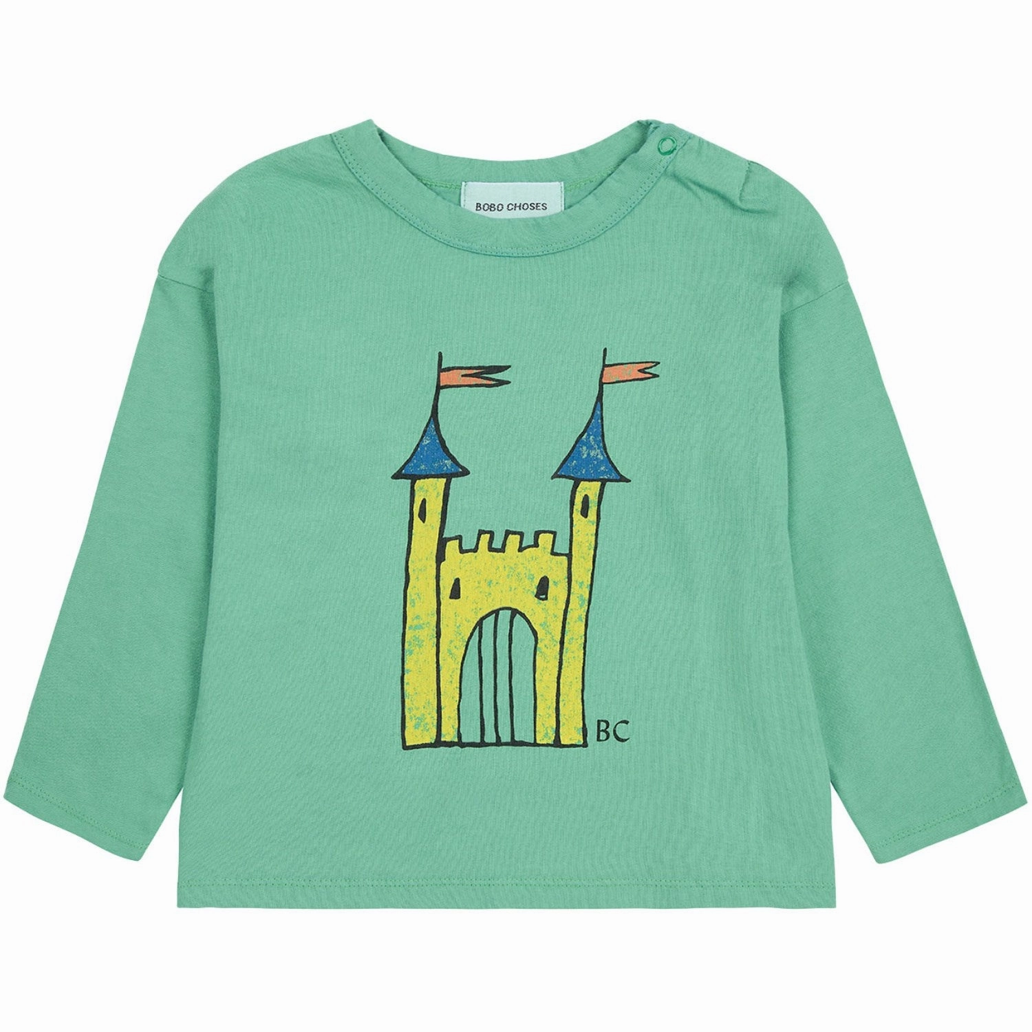 Multi Layer Stitching Bobo Choses Green Faraway Castle Shirt