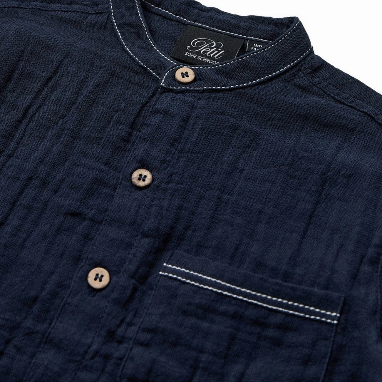 Sofie Schnoor Dark Blue Shirt Double Stitched Hems Daytime Look