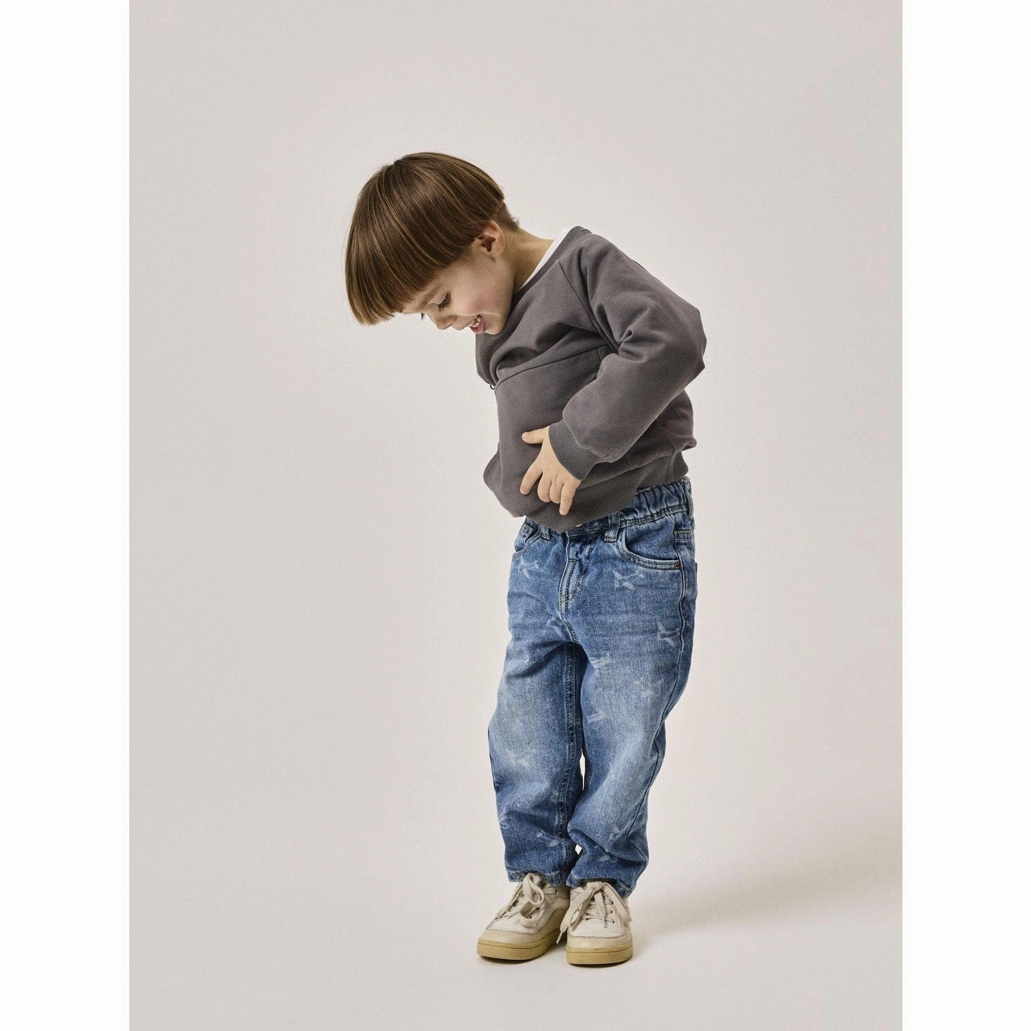 Name It Medium Blue Denim Silas Tapered AOP Jeans UltraSoft Lining