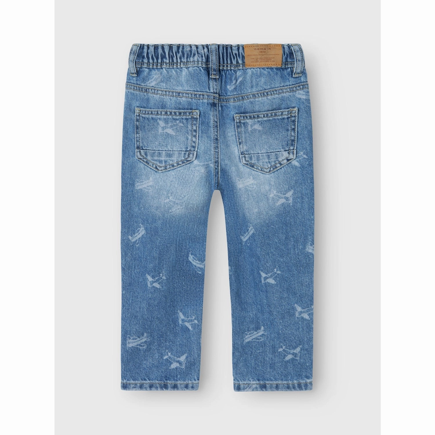 Light Stretch Smooth Form Name It Medium Blue Denim Silas Tapered AOP Jeans