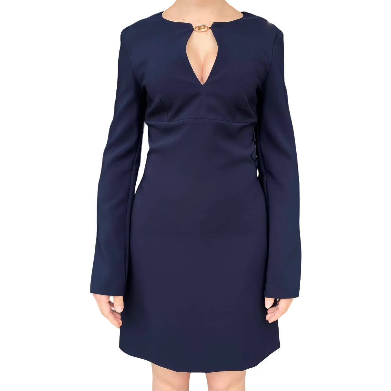 Japan Line Relish Abito corto a manica lunga con spacchi pi?? placchetta senza collo con apertura Ubalda RDA2409006044 blu scuro