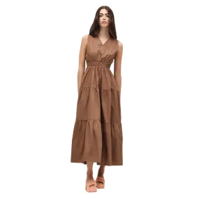 Griffai Abito lungo da donna con balze popeline DGP6693 tabacco Studio Style