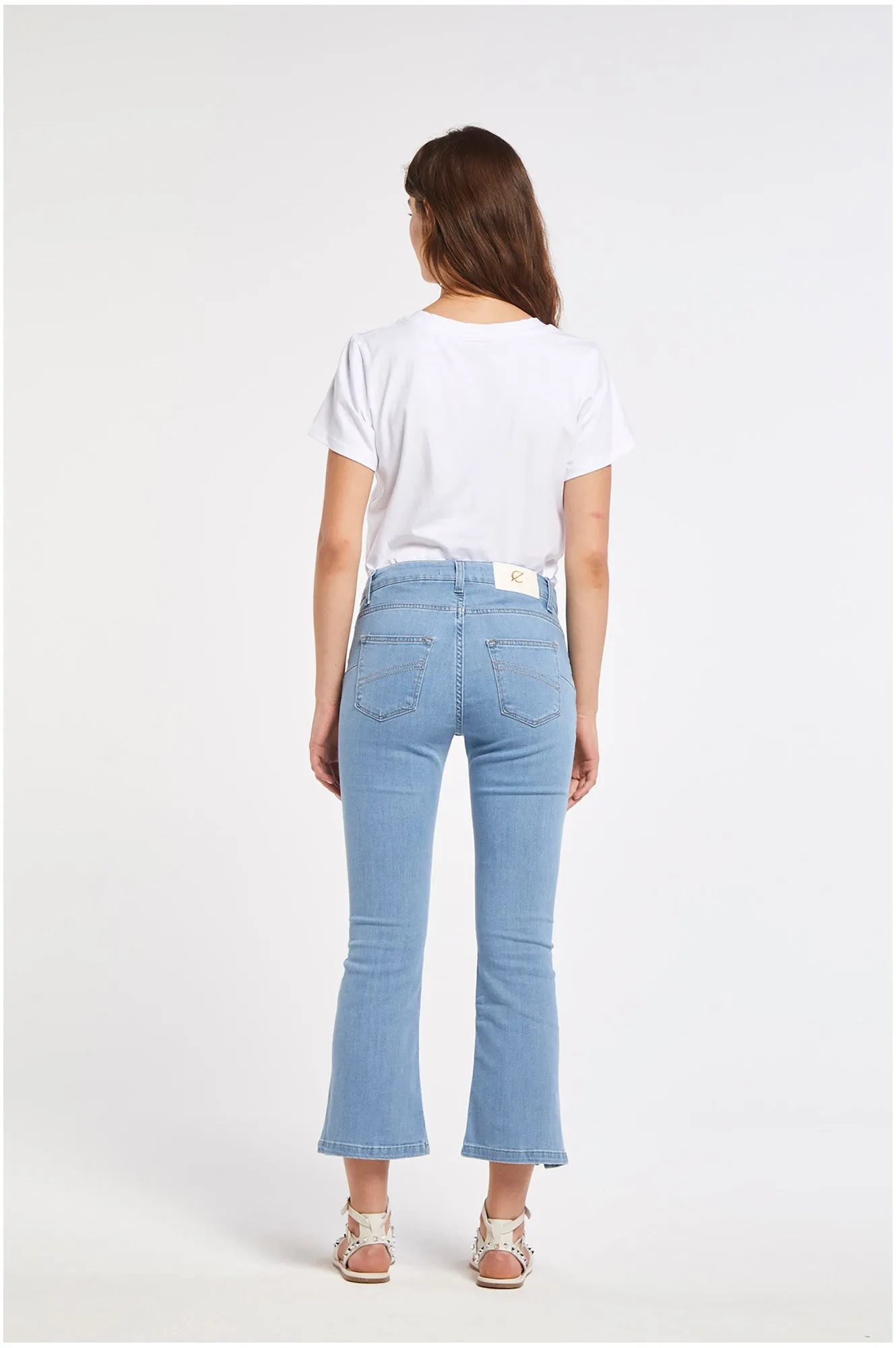 TouchscreenCompatiblePockets Caf??Noir Pantalone Jeans Cropped Flare con bottoni a vista C7JJ0077 B049 sky