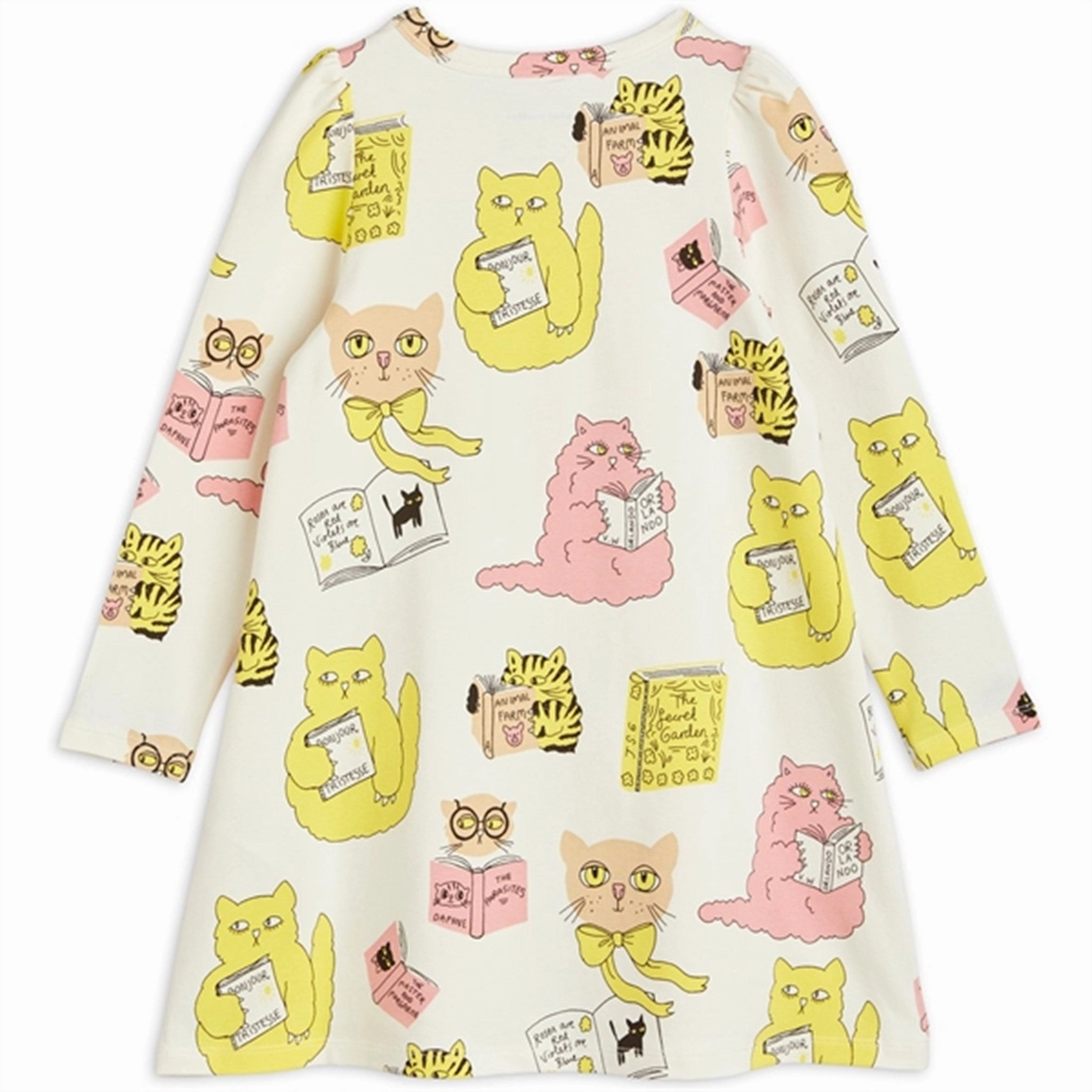 Mini Rodini Cats Aop Ls Dress Offwhite Night Mood