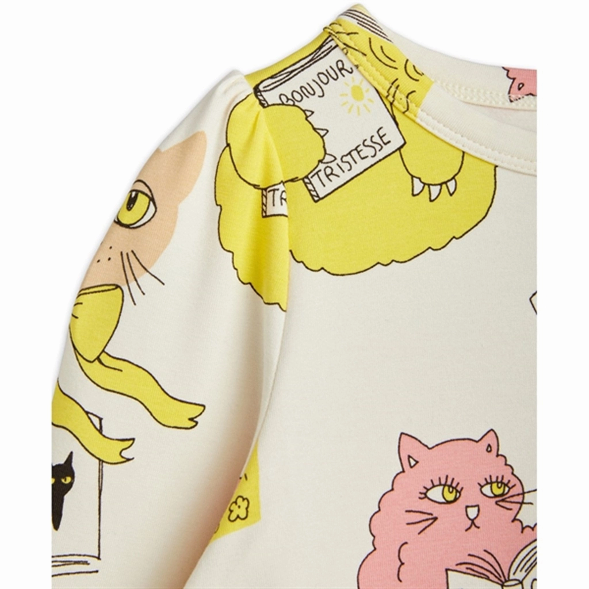 New Mood Mini Rodini Cats Aop Ls Dress Offwhite