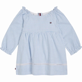 Tommy Hilfiger Baby Ithaca LS Dress Copenhagen Blue / White Statement Neck