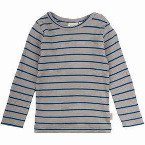 Quick Release Cuffs Fall Fashion Petit Piao Deep Cobalt/Grey Stone Blouse Modal Thin Striped