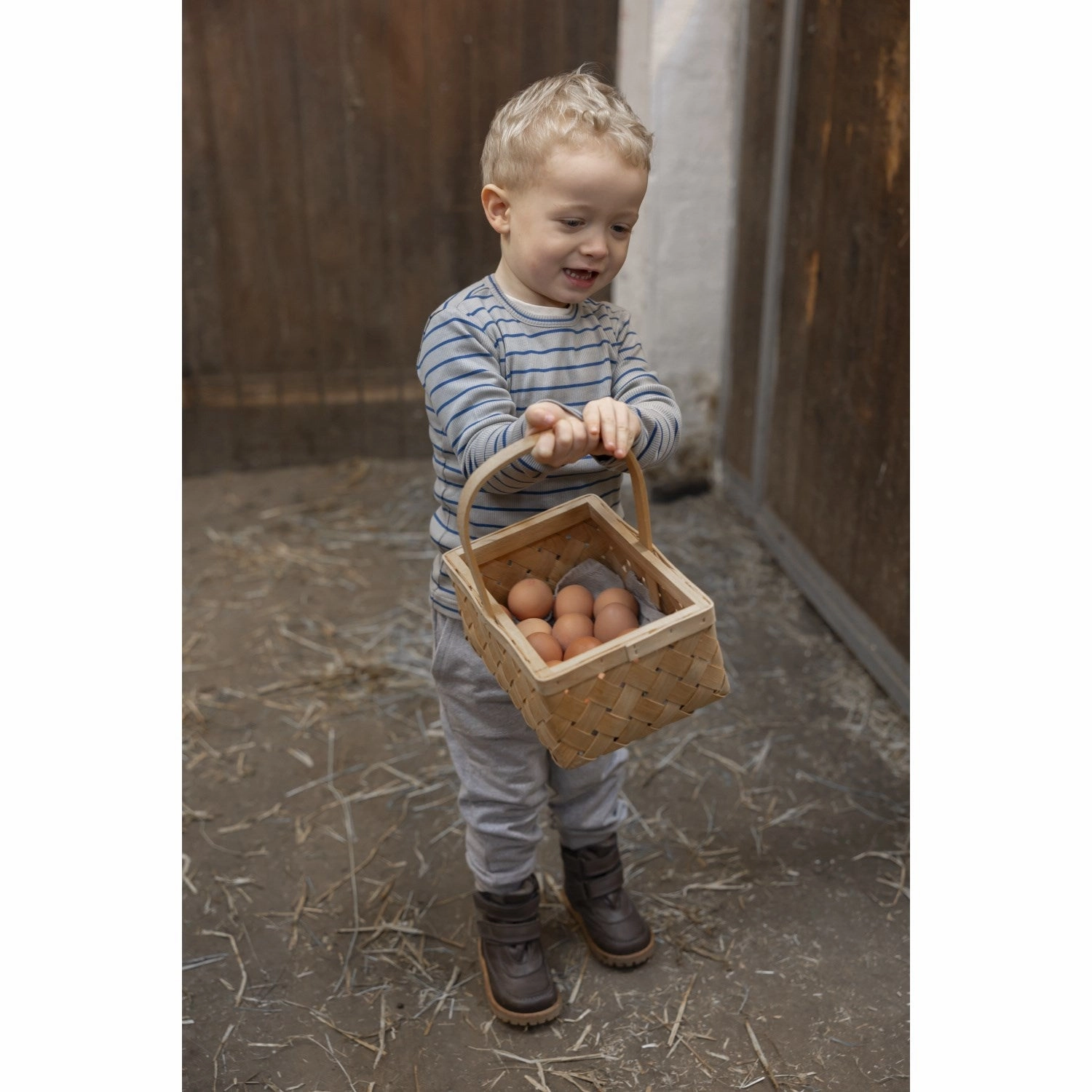 Petit Piao Deep Cobalt/Grey Stone Blouse Modal Thin Striped Job Interview