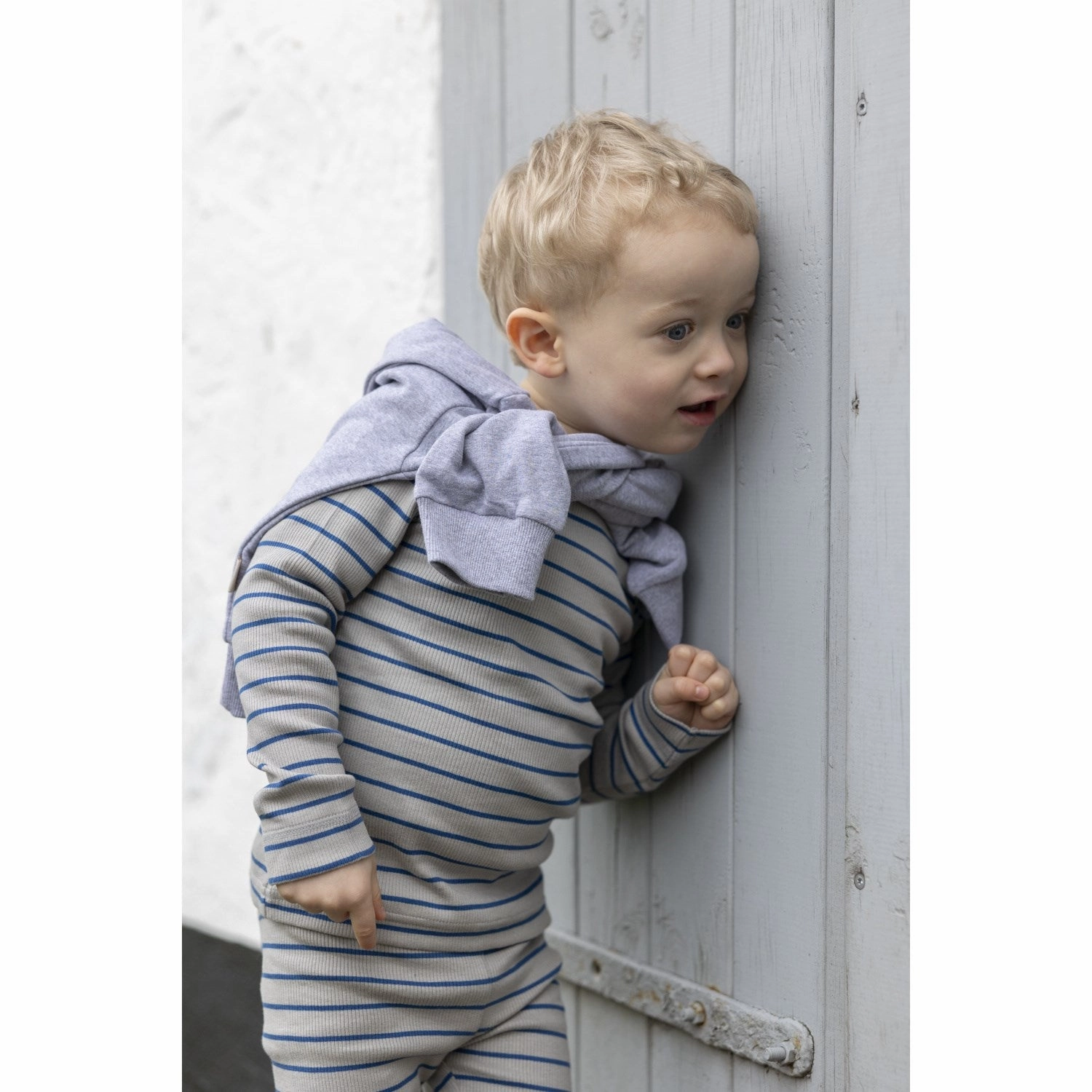 Petit Piao Deep Cobalt/Grey Stone Blouse Modal Thin Striped City Exploration