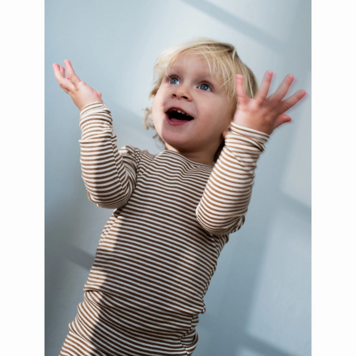 Serendipity Almond/Offwhite Slim Blouse Stripe Stretchable Cloth Work Appropriate