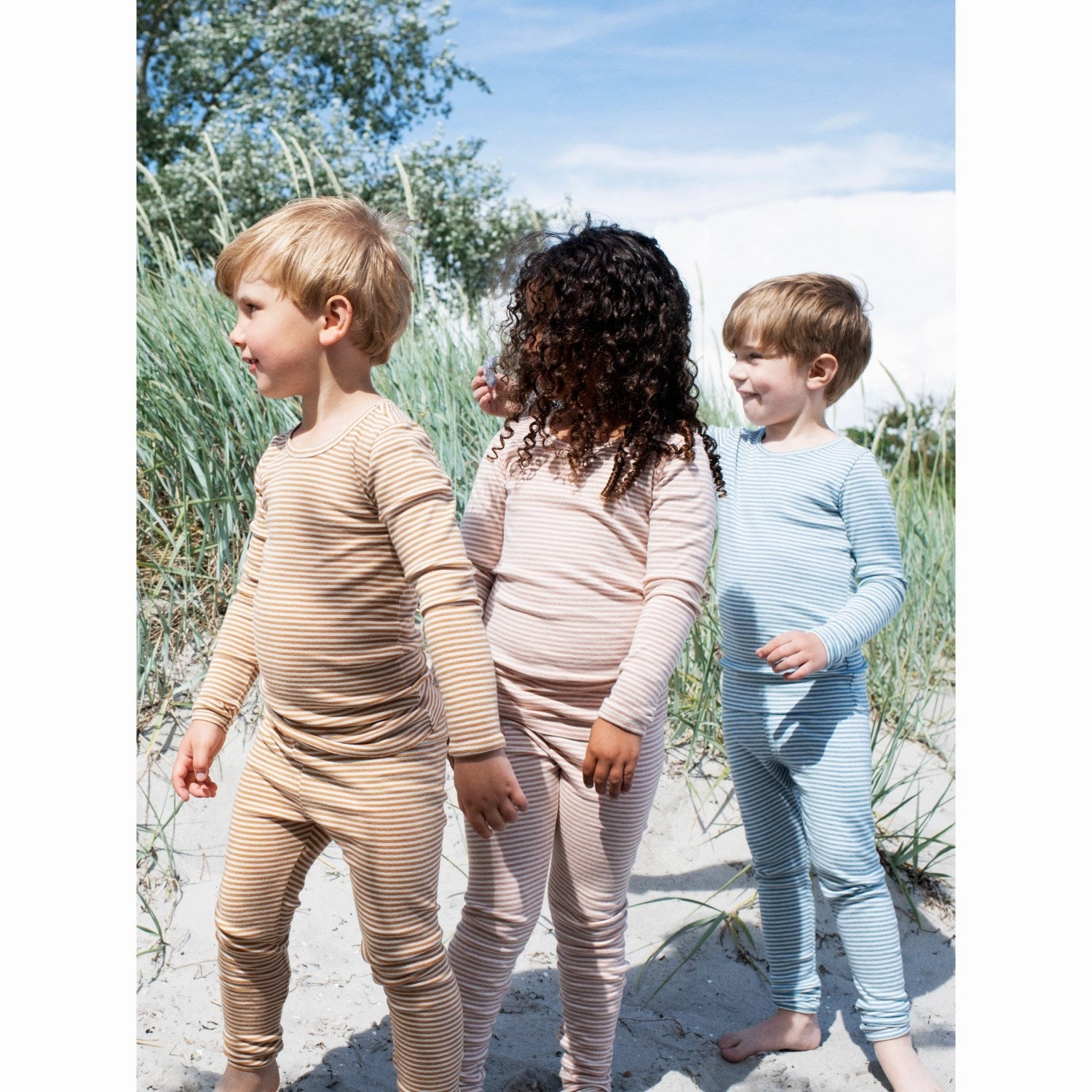 Serendipity Azur/Ecru Slim Blouse Stripe First Date Stretchy Cloth