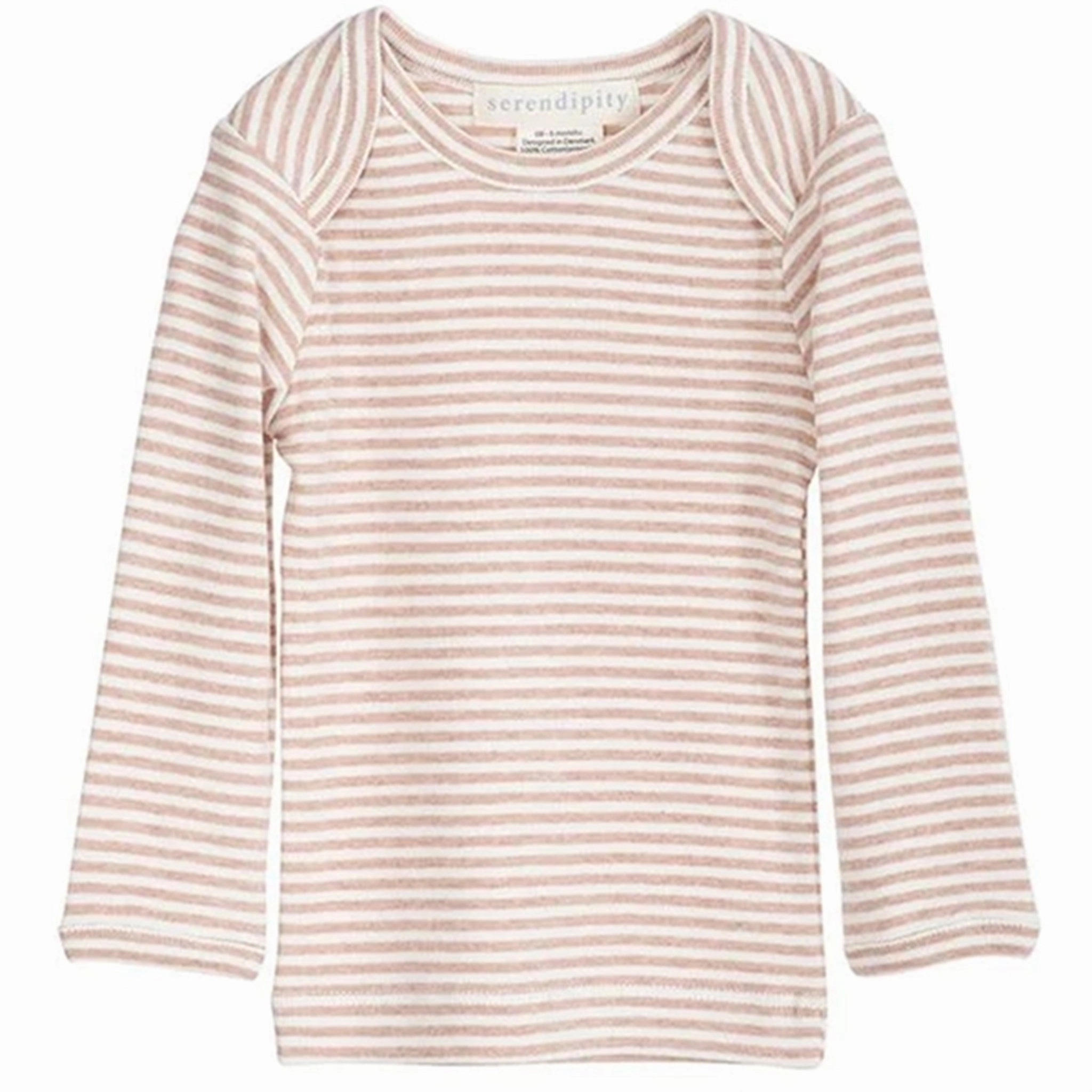 Serendipity Clay/Offwhite Rib Baby Tee Stripe Blouse Youthful Appeal