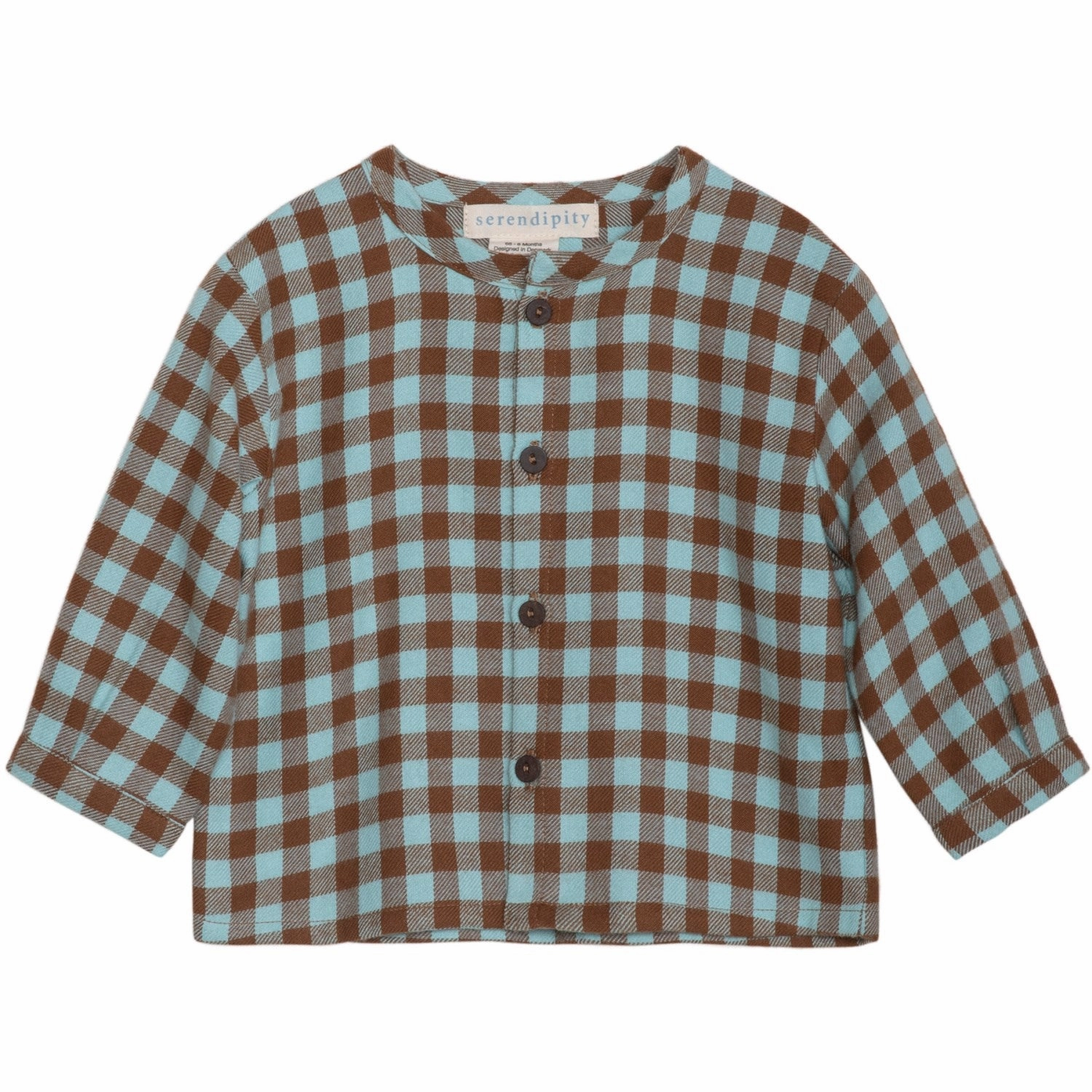Matte Look Easy Care Serendipity Coffee Checks Baby Brushed Shirt