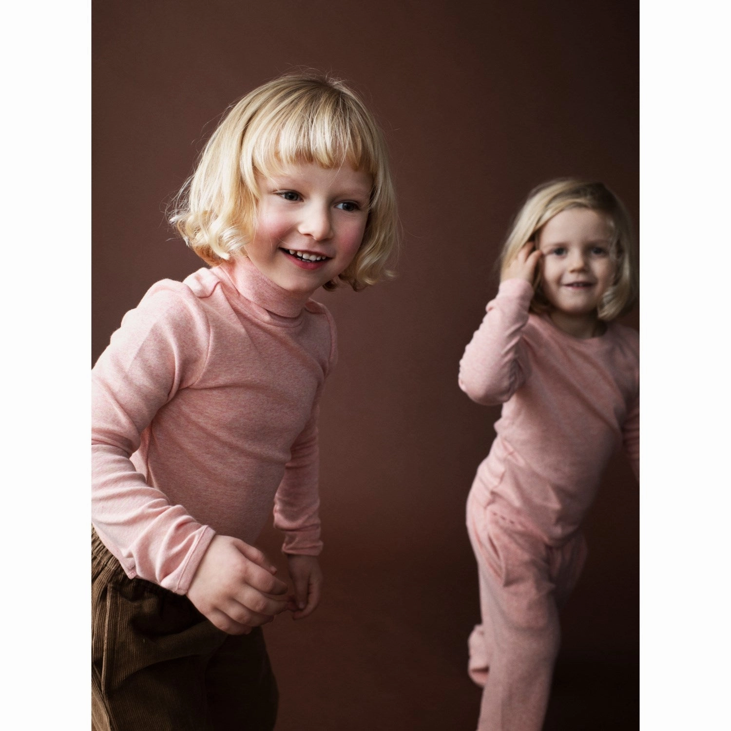 Serendipity Coral Turtleneck Blouse Odor Resistant UV Protective Coating