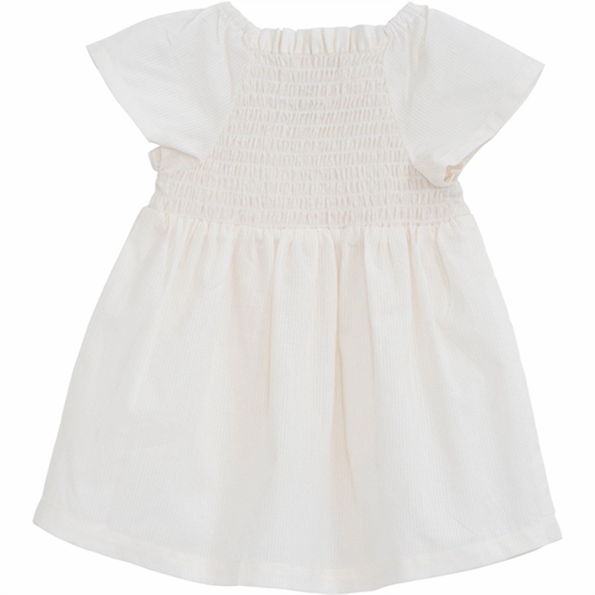 Serendipity Offwhite Baby Smock Dress Gathered-Detail