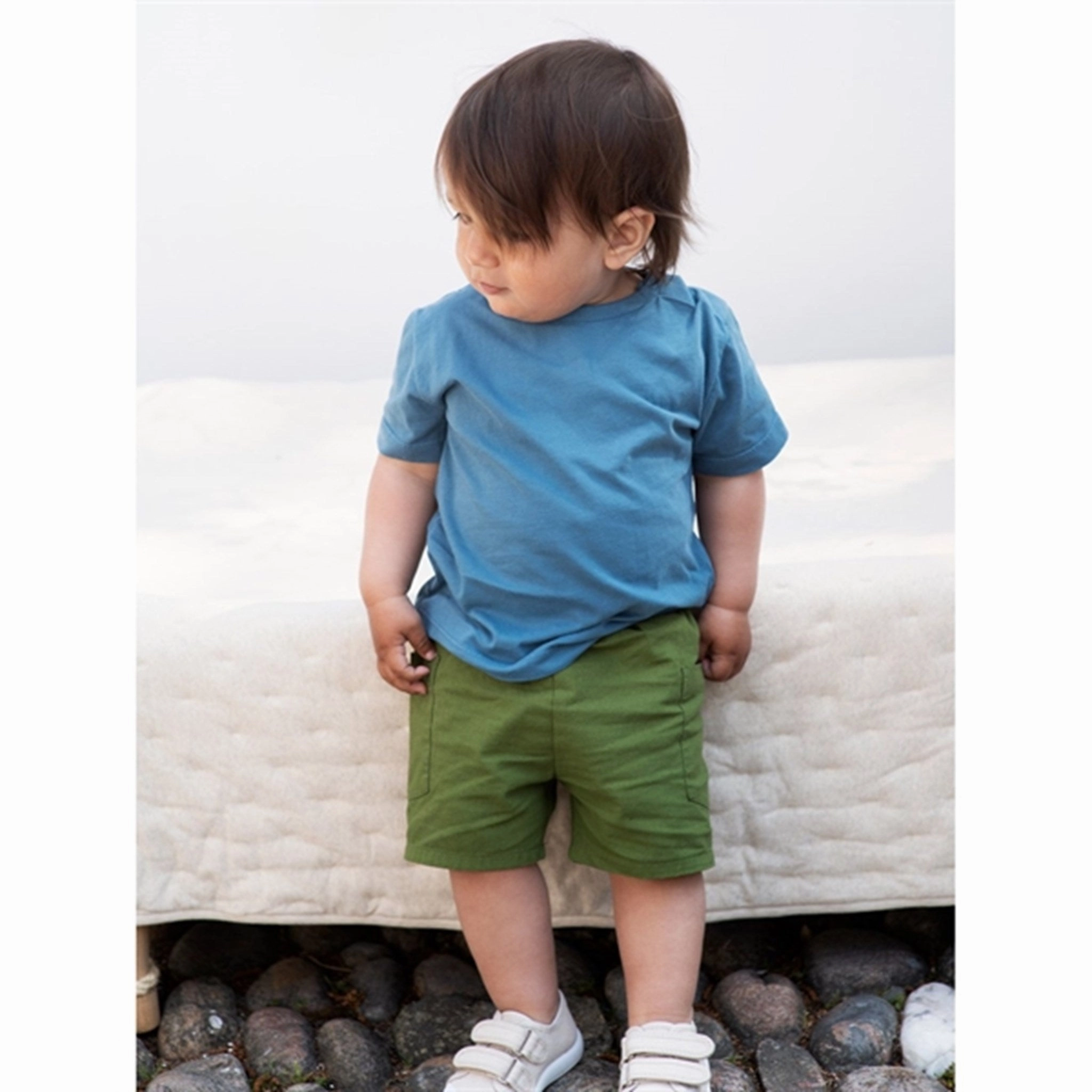 Multi Directional Stretch Serendipity Pale Blue Baby Jersey T-shirt