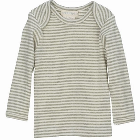 Serendipity Sage/Ecru Rib Baby Tee Stripe Bluse Polished Finish Durable Texture