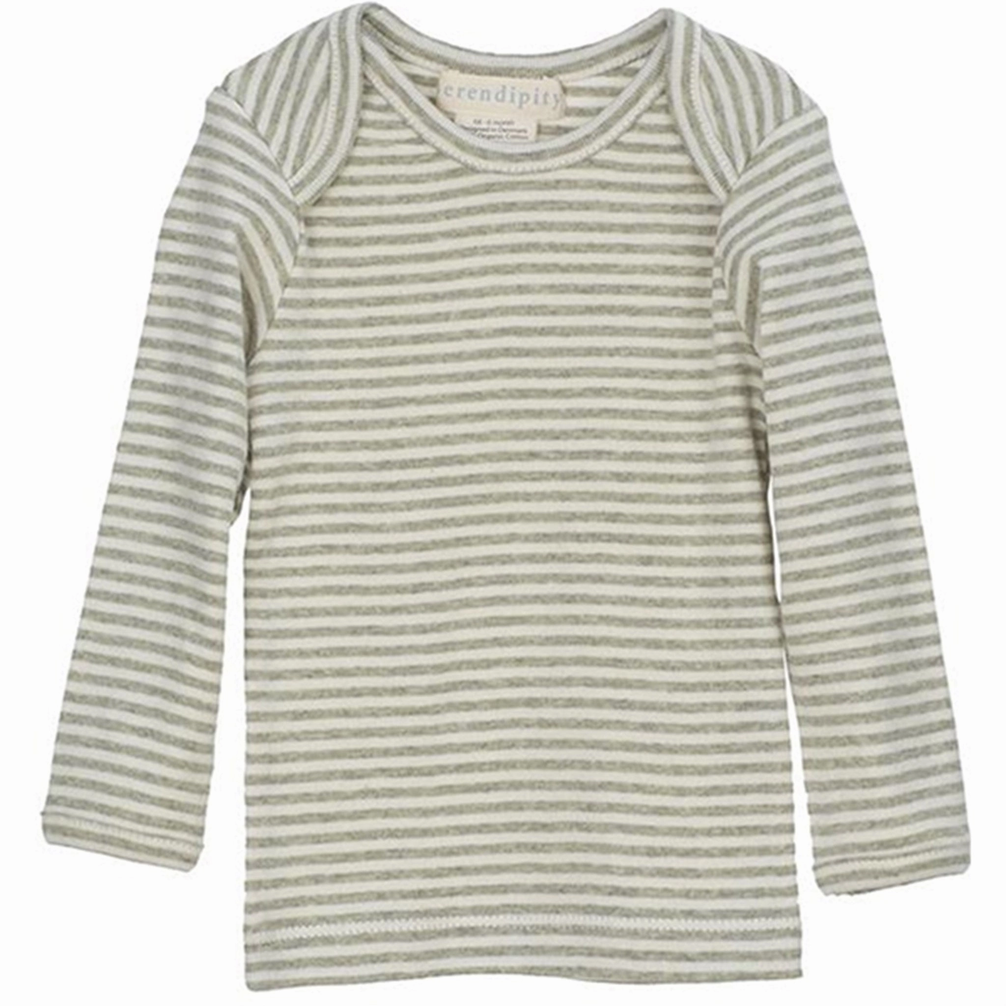 Non Chafe Seams Outdoor Adventure Serendipity Sage/Ecru Rib Baby Tee Stripe Bluse