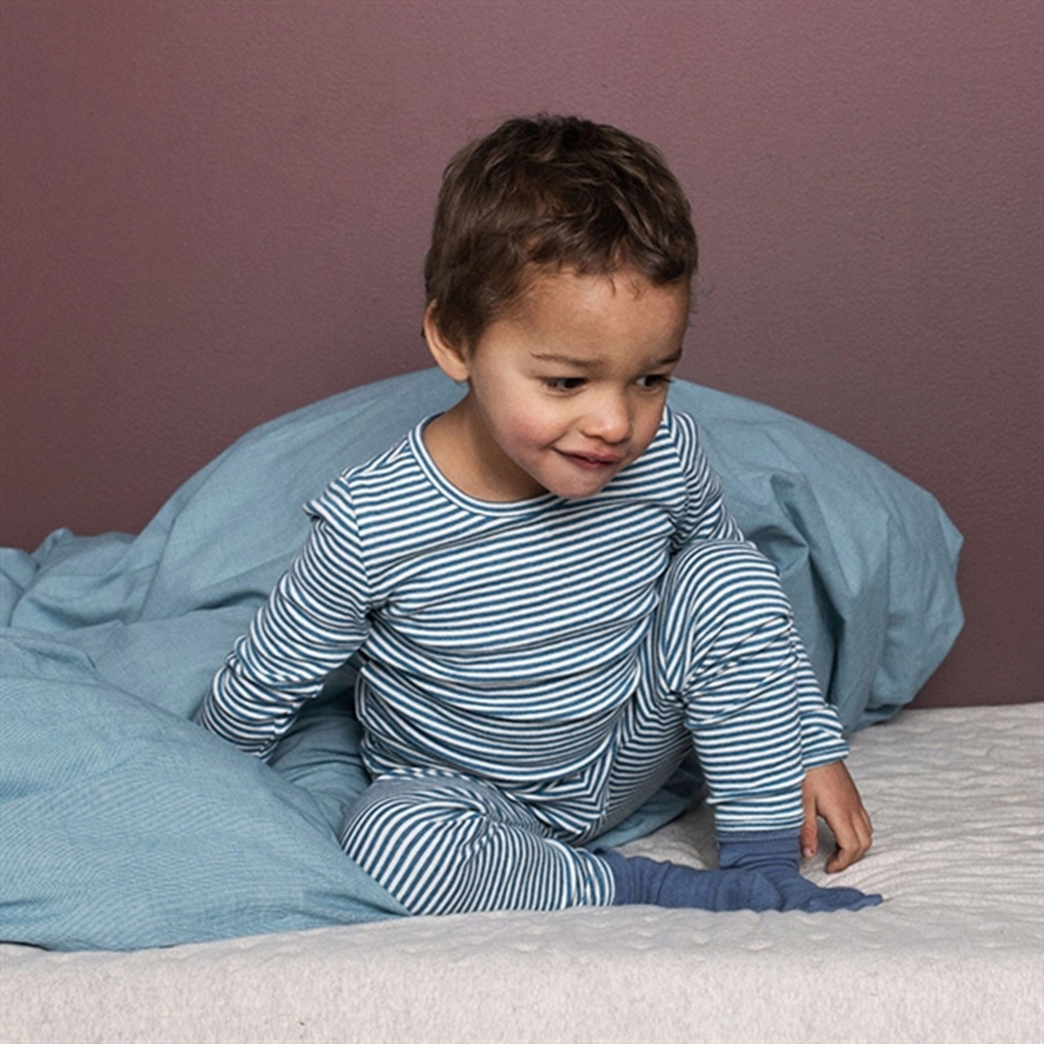 Serendipity Sky/Offwhite Slim Stripe Blouse Holiday Outfit Holiday Travel