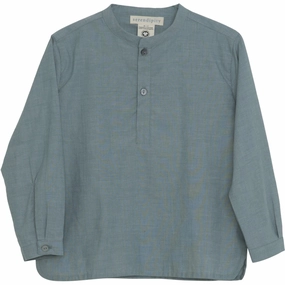 Preppy Vibe Yoke Design Serendipity Teal Peasant Shirt
