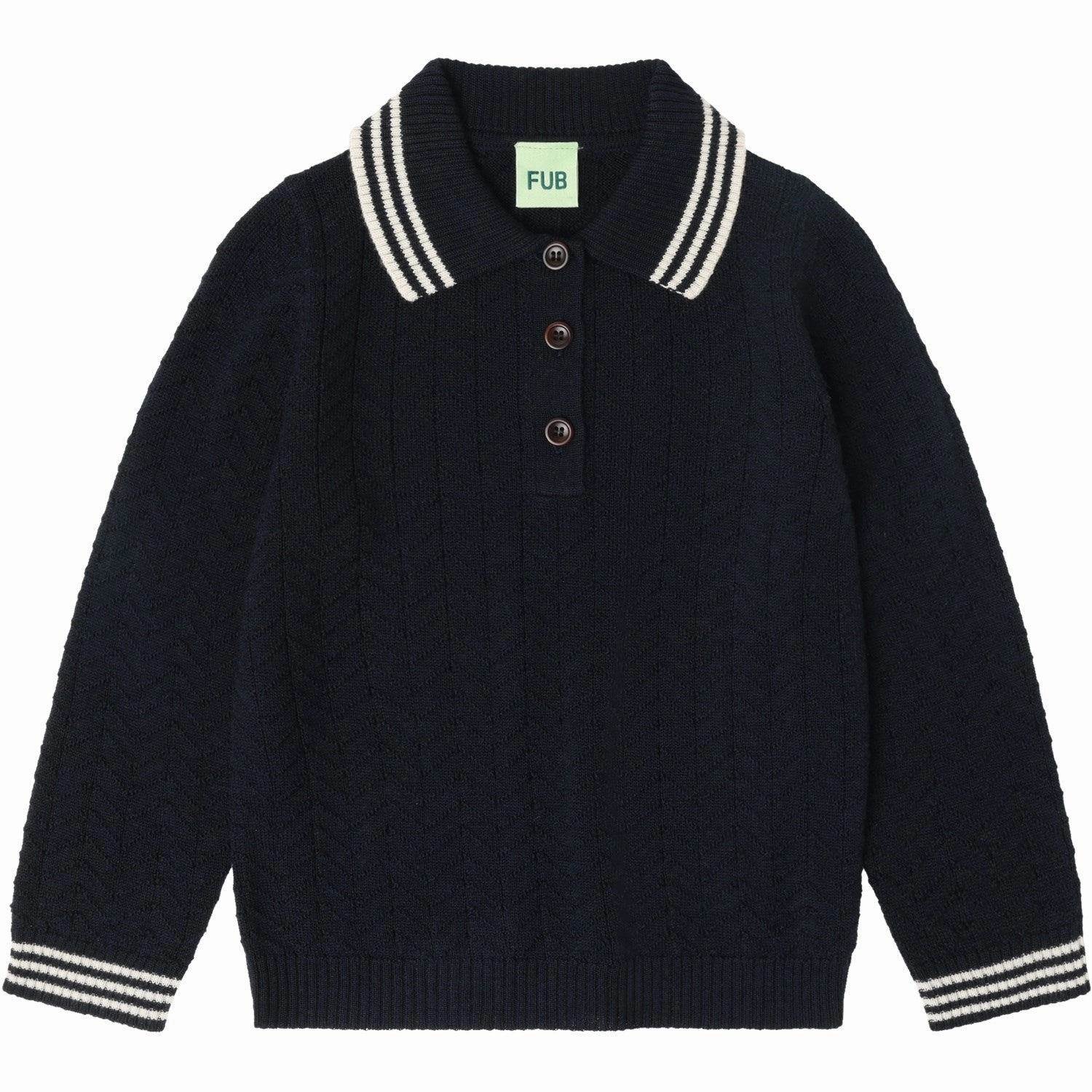 FUB Dark Navy ZigZag Polo High-Quality Stitching Club Event