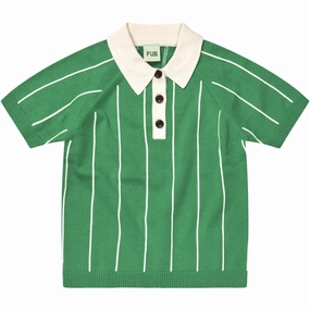 SweatResistant Inner Layer FUB basil/ecru Striped Polo